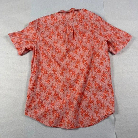 Vineyard Vines Mens Slim Fit Whale Shirt Orange Lobster Print Cotton M Short Slv - Picture 6 of 6